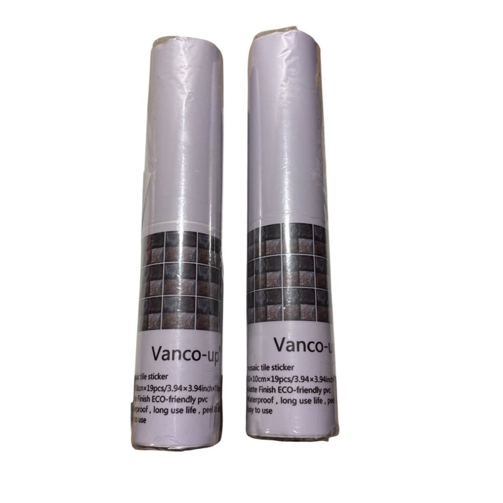 Mosaic Tile Stickers 4 x 4" PVC Waterproof Peel & Stick 2 Pack Vanco Up 38 Tiles